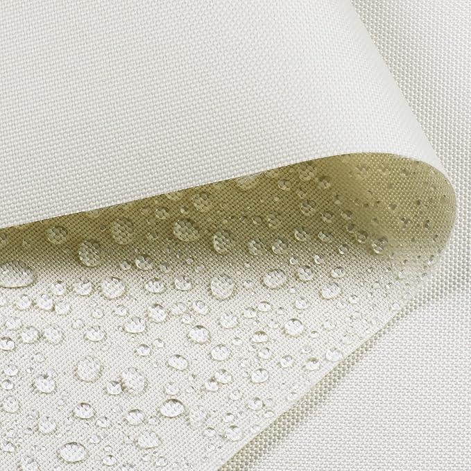 Soft Waterproof Canvas Fabric PU Backing, 600 Denier Ripstop UV Protection 18 x 60 Inch Canvas Cordura Fabric for Outdoor/Indoor, DIY Crafts, Bags, Awning, Marine, Furniture Cover(Ivory)