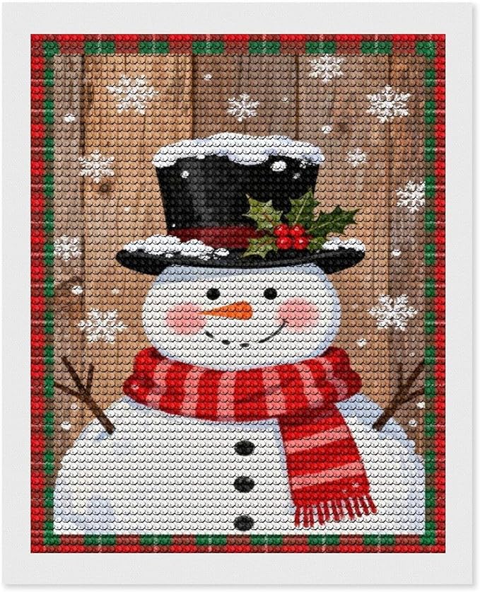AIVKIEJK Diamond Painting Kits for Adults - Festive Snowman Red Scarf Painting DIY 5D Full Drill Diamond Dots Paintings with Diamonds Gem Art and Crafts Home Decor 16"x20"