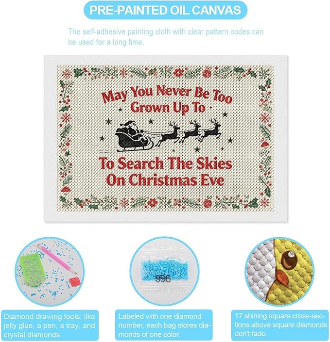 AIVKIEJK Diamond Painting Kits for Adults - Christmas May You Never Grow Too Big Painting DIY 5D Full Drill Diamond Dots Paintings with Diamonds Gem Art and Crafts Home Decor 8"x12"
