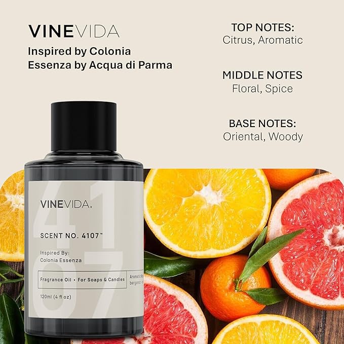 VINEVIDA [10mL] Scent No. 4107 Fragrance Oil for Candle Making - Natural Candle Oil Scents - Soap Making Essential Oil - Made in USA