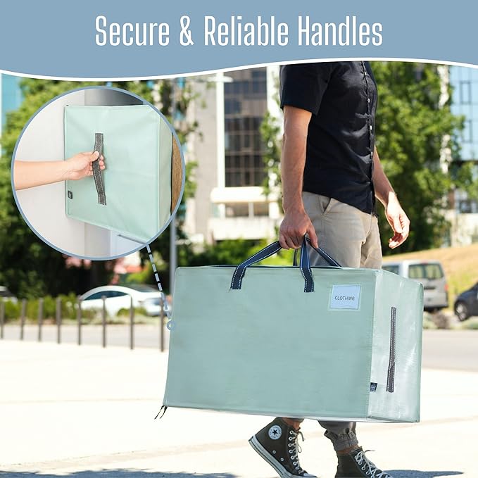 VENO 8 Pack Extra Large Heavy Duty Moving Bags with Wide Opening & Reinforced Handles, Reusable Storage Tote Bags with Strong Zippers for Clothes, College Dorm Essentials & Moving Supplies