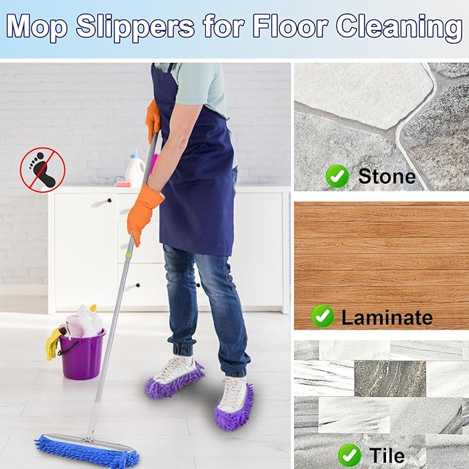 Cosywell Large Size 5 Pairs 10 PCS Shoes Cover for Mop Slippers Dusting Mop Shoes for Floor Cleaning House Washable（L）