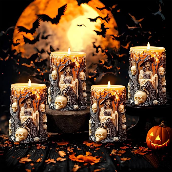 Witch Candle Silicone Molds Resin Casting Mould for for DIY Halloween Candles Polymer Clay Crafting, Home Décor, and Gifts