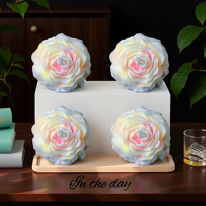4 Pcs Low Temperature Candles Glow in The Dark, Romantic Wax Play, Low Heat Body Safe, Flower-Shaped Fluorescent Scented Candles for Couples (White)
