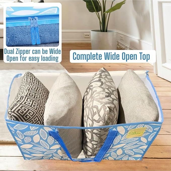 VENO 2 Pack Heavy Duty Moving Bags, Clothes and Comforter Storage Bags with Clear Window, College Dorm Essentials Packing Supplies, Foldable Boxes Alternative (Spring Breeze, 2 Pack)