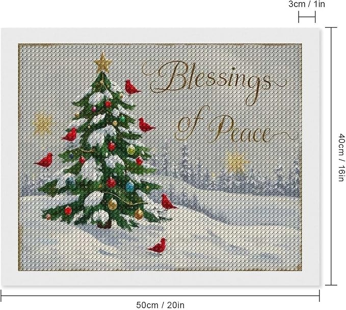Diamond Painting Kits for Adults - Christmas Snowy Pine & Inspirational Blessings of Peace Painting DIY 5D Full Drill Diamond Dots Paintings with Diamonds Gem Art And Crafts Home Decor 16"x20"