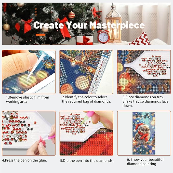 ATDMS Large Diamond Painting Kits for Adults DIY 5D Christmas Diamond Art Kits for Adults Full Drill Christmas Bird Diamond Painting Kits Gem Art Kits for Home Wall Decor 15.7x27.5 Inch
