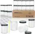 MILIVIXAY 20 Pack 8 OZ Thick Glass Clear Candle Jars with All Black Metal Lids-Bulk Empty Candle Jars for Making Candles-Canning Jar for Spice, Liquid, Sample- Dishwasher Safe.
