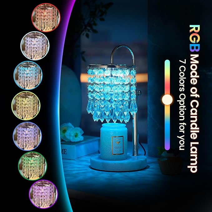 Candle Warmer Lamp with Timer Dimmer and 3 Bulbs, Lamp Candle Warmer with Marble Base,Wax Melt Warmer for Jar Candles, Birthday Gifts for Women Mom, House Warming Gifts New Home Decor