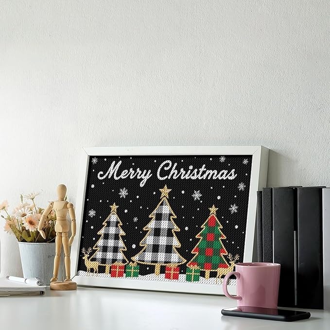 AIVKIEJK Diamond Painting Kits for Adults - Merry Christmas Tree Holiday Painting DIY 5D Full Drill Diamond Dots Paintings with Diamonds Gem Art and Crafts Home Decor 8"x12"