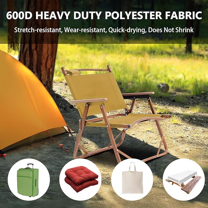 Waterproof Canvas Fabric by The Yard 58inch 600D Upholstery Material Polyester Fabric Outdoor Water Resistant Fabric for Sewing Chair Patio Cushion Purse Bag Interior, Pre Cut 1 Yard Tan
