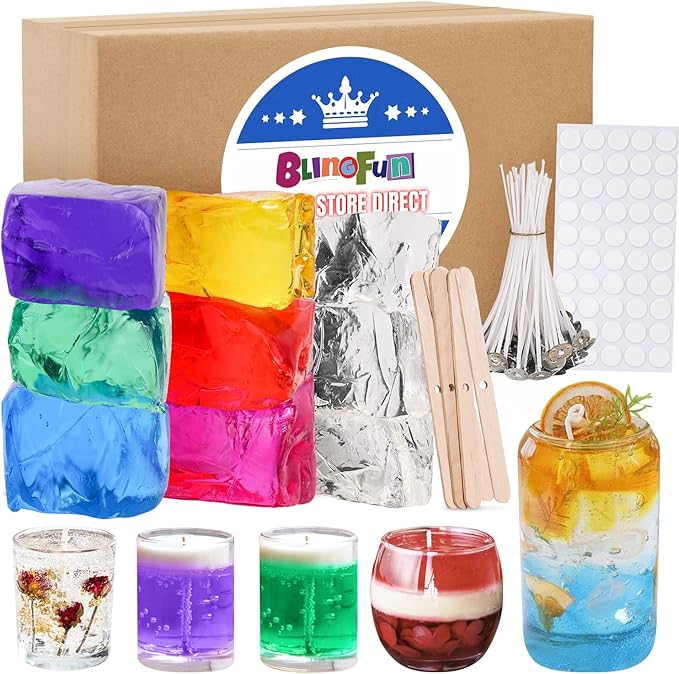Pachsi 7 Colors Jelly Gel Wax for DIY Candle Making – 9pcs Non-Toxic Scented Gel Wax Kit, Slow Burning Crystal for Handmade Candles, Home Decor, Crafts & Gifts-2LB