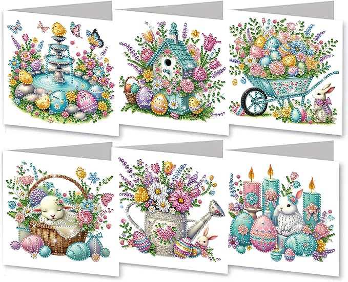 DoxQcs 5D Diamond Art Painting Greeting Cards Kit, DIY Cards for Blessings Congratulations Gifts, Greeting Card Set for Birthday Thanksgiving Day Christmas Halloween-Easter