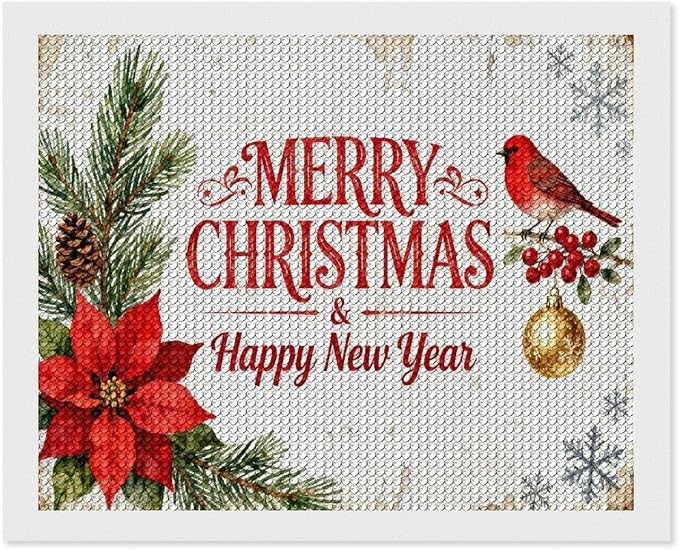 AIVKIEJK Diamond Painting Kits for Adults - Merry Christmas & Happy New Year Painting DIY 5D Full Drill Diamond Dots Paintings with Diamonds Gem Art and Crafts Home Decor 16"x20"