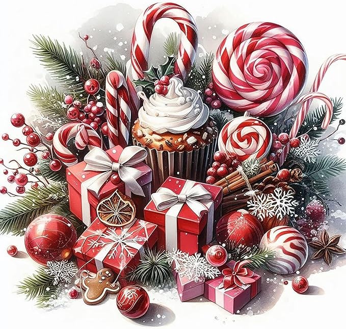 CZYWJMEI 5D Diamond Painting Kits for Adults Beginners,DIY Christmas Candy Diamond Art Kits,Full Round Drill Diamond Dot Gem Art Kits,Home Wall Decor 13.7x13.7nch