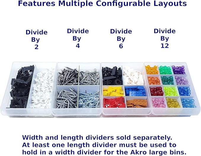 (6-Pack) Large Drawer Configurable Width Dividers compatible with Akro-Mils Plastic Storage Craft Cabinets, (Dividers Only)