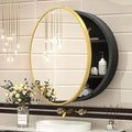 TokeShimi 24 Inch Round Bathroom Medicine Cabinet with Mirror Surface Mount Only Circular Gold Framed Farmhouse Medicine Cabinets for Wall Small Circle Mirrored Bath Cabinet with Vanity Mirror