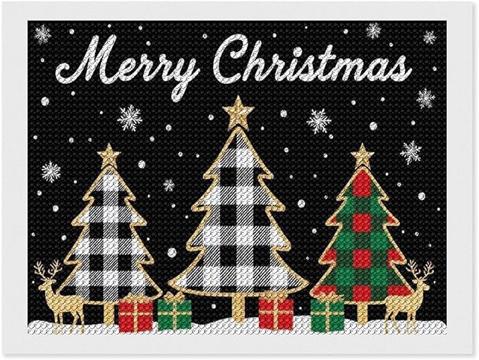 AIVKIEJK Diamond Painting Kits for Adults - Merry Christmas Tree Holiday Painting DIY 5D Full Drill Diamond Dots Paintings with Diamonds Gem Art and Crafts Home Decor 12"x16"