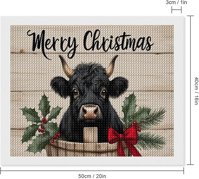 AIVKIEJK Diamond Painting Kits for Adults - Highland Cow Merry Christmas Painting DIY 5D Full Drill Diamond Dots Paintings with Diamonds Gem Art and Crafts Home Decor 16"x20"