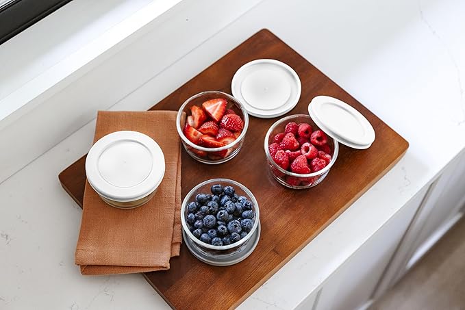 DURA LIVING 8-Piece Glass Food Storage Containers Set (4 Containers + 4 BPA-Free Lids) | 1-Cup, Leakproof | Microwave, Freezer, Oven & Dishwasher Safe | Ideal for Meal Prep & Pantry Organization
