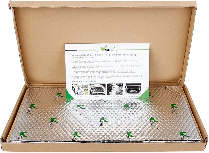 uxcell 10pcs 80mil 10.5sqft Car Sound Deadener Heat Insulation Mat Butyl Pad Damping Self Adhesive Deadening Material Door Roof Floor Sound Barrier