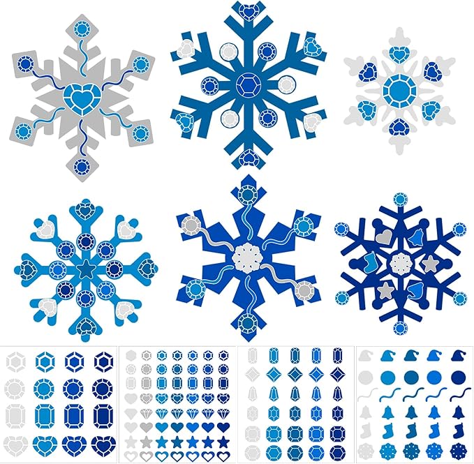 Zonon 24 Pieces Holiday Snowflake Craft Kit Winter DIY Hanging Craft Ornaments Snowflake Kit for Christmas Tree Home Activity Decorations(Blue, White)