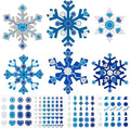Zonon 24 Pieces Holiday Snowflake Craft Kit Winter DIY Hanging Craft Ornaments Snowflake Kit for Christmas Tree Home Activity Decorations(Blue, White)