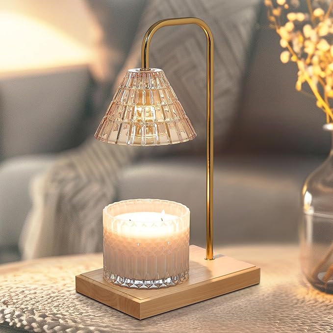 Sheffield Home Glass Candle Warmer Lamp – Elegant Candle Warmer for Long-Lasting Fragrance, Sleek Design, 12x8, Natural Cone Shaped