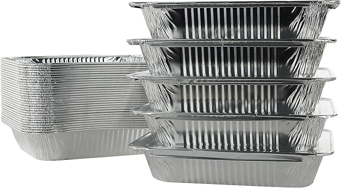 (25 Pack) Disposable Aluminum Foil Half Size Deep 9'' X 13'' (Heavy Duty-38 gauge) Steam Table Pans, With Snap on Foil Lids. For Baking, Storing, Freezing. Home and Restaurant use.