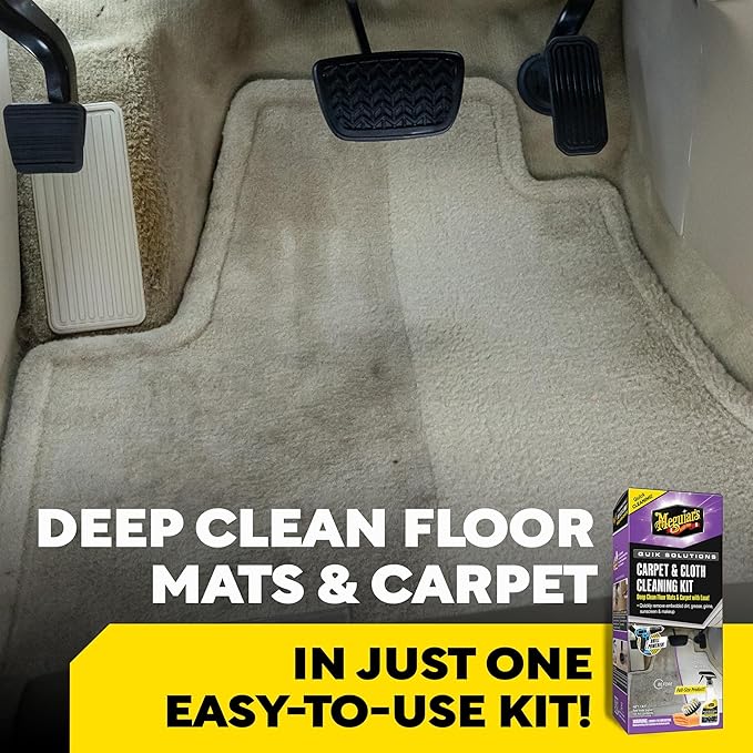 Meguiar's Carpet & Cloth Kit,This Car Care Kit includes a Premium Fabric & Carpet Cleaner and Accessories,A Plush Microfiber Towel and 4” Drill Brush Attachment to Thoroughly Clean Interiors, Kit