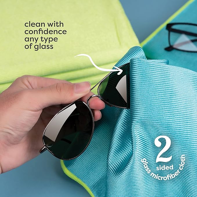 SCRUBIT Microfiber Cloths for Glass [8 Pack] – Lint Free Window Cleaning Cloth for Mirrors, Eyeglasses, Windows, Shower Glass Doors – Reusable and Washable Polishing Towels - 16” x 16”