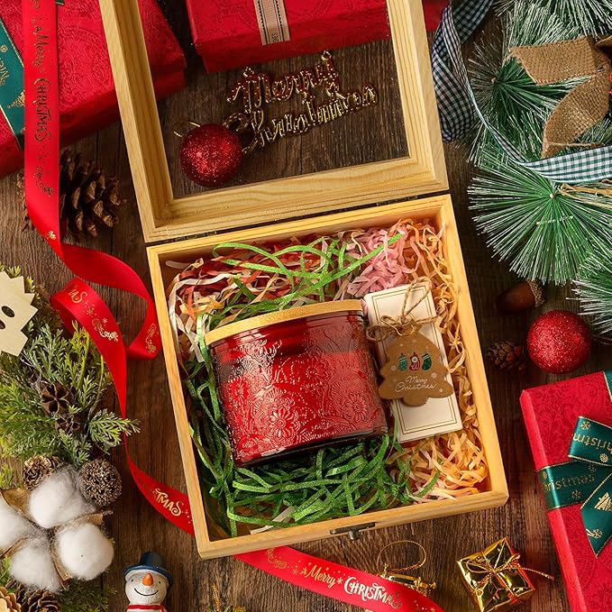 10 oz Embossed Glass Candle Container with Bamboo Lids and Labels, Red Candle Jars for Making Candles,Mandala Design - Pack of 9