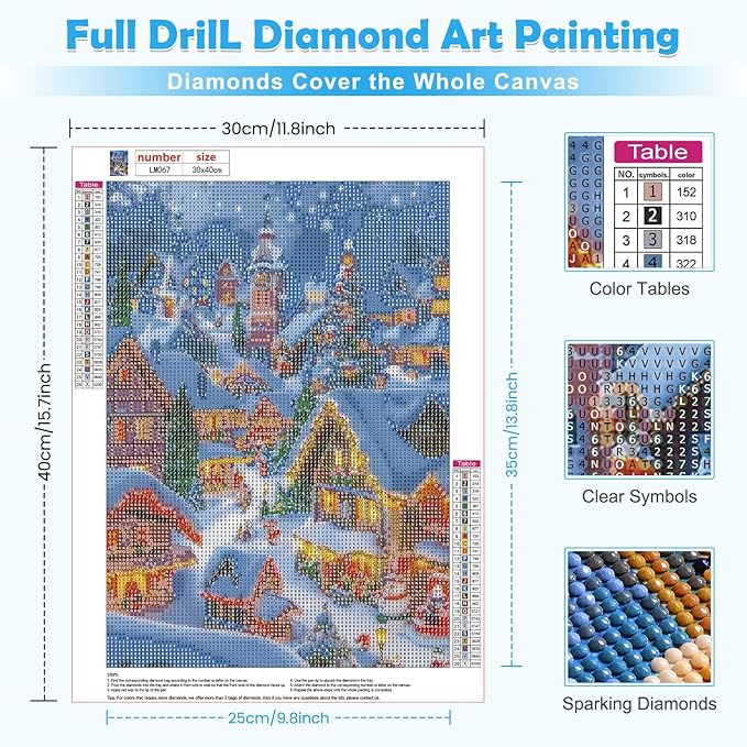 MOGTAA Christmas Diamond Art Kits for Adults, 5D Full Drill Winter Diamond Painting Kits for Adults Beginner, DIY Landscape Round Diamond Dots for Adults, Gem Art for Home Wall Decor 12 X 16 Inch