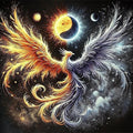 cviokrdu Phoenix Diamond Art Kits for Adults, Sun and Moon Diamond Painting Kits for Adults, Moon Round 5D Gem Painting Kit Arts for DIY Crafts Gift Home Wall Decor 14x14inch