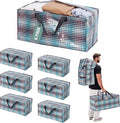 WORKPRO 6 Pack Extra Large Moving Bags with Zippers & Carrying Handles Backpack Straps, Heavy-Duty Storage Tote for Space Saving & Storage, Alternative to Moving Box (Lattice Printing)