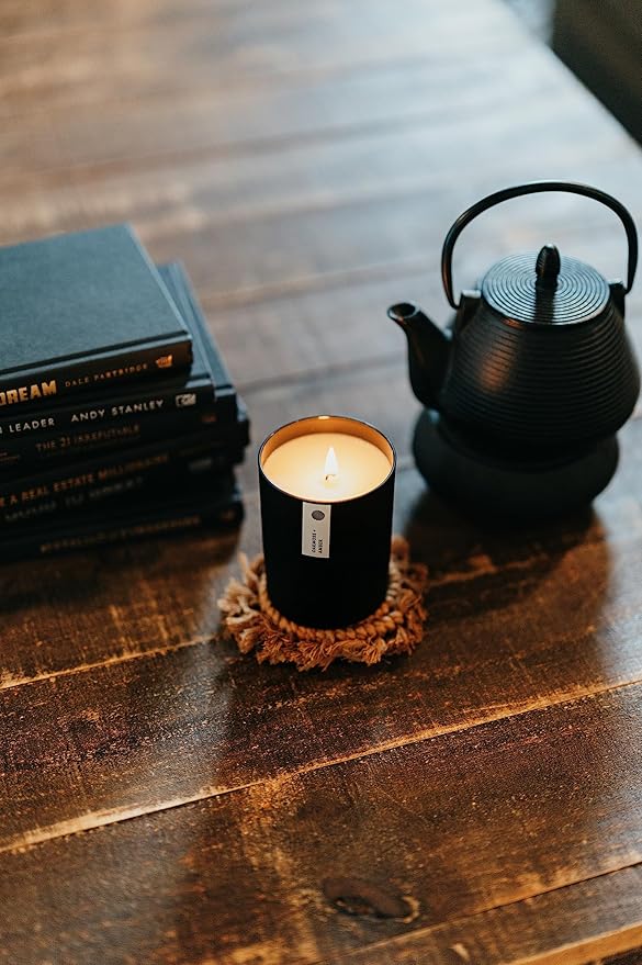 Calyan Wax Co. Lemon & Sage Scented Candle - 75 Hour Burn - Luxury Non Toxic Soy Wax Candles - Long Lasting Black Tumbler Jar Candle for Home - 10.2oz