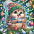 antor Christmas Diamond Painting Kit, 5D Special Shape Diamond Art for Adults, Cute Hedgehog on Christmas Tree DIY Crystal Rhinestones Diamond Painting, Holiday Wall Decor, Winter Home Decoration