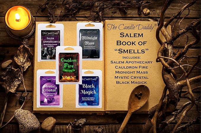 The Candle Daddy Salem Book of Smells Halloween 5 Pack - 5 Amazing Witchy Wax Melts - 30 Total Cubes - 10 Total Ounces
