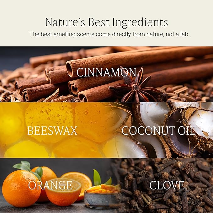 Fontana Candle Co Wood Wick Beeswax Jar Candle, Cinnamon Orange Clove – Made Safe with Coconut Oil & Pure Essential Oils – 35+ Hrs Clean Burn, Long Lasting and Non-Toxic Candles for Home & Room Decor