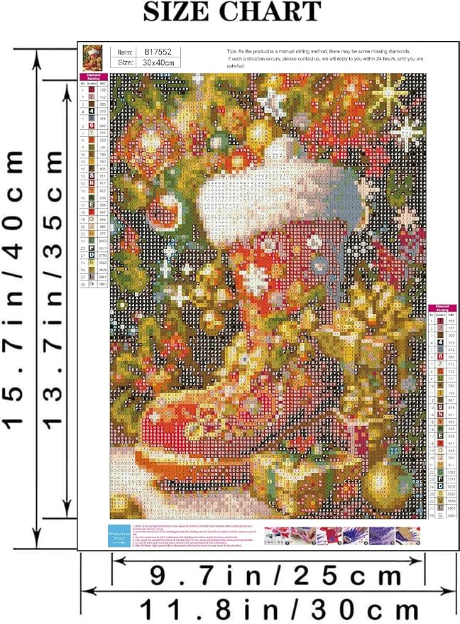 VIGEGU Christmas Diamond Art Kits for Adults,Winter Christmas Boots Bell Diamond Painting Kits for Beginners 5D Diamond Art,DIY Full Drill Round Gem Art Paintings for Home Wall Decor 12x16 in