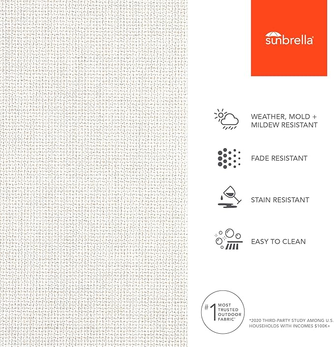 Sunbrella Outdoor Fabric by The Yard | Bliss Linen (Solid) | Official Sunbrella Seller | Indoor or Outdoor Upholstery Fabric for Chairs, Cushions, Drapery, Pillows, Furniture