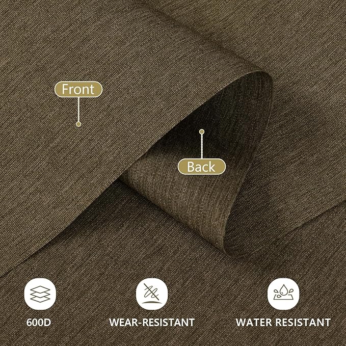 Waterproof Canvas Fabric by The Yard, 58inch 600D Upholstery Fabric Polyester Material Outdoor Water Resistant Material for Sewing Patio Chair Cushion Bag Seat Repair, 12 Yard Yellow Brown