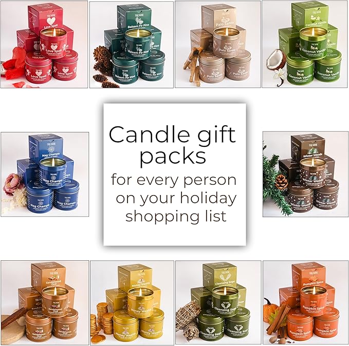 Winter Woods - Soy Candles for Home Scented - for Fall Christmas Holidays - Pack of 3 x 5oz Natural Clean Non Toxic - Long Lasting Highly Scented Pet Safe - Velas Aromáticas para el Hogar Pine Candel