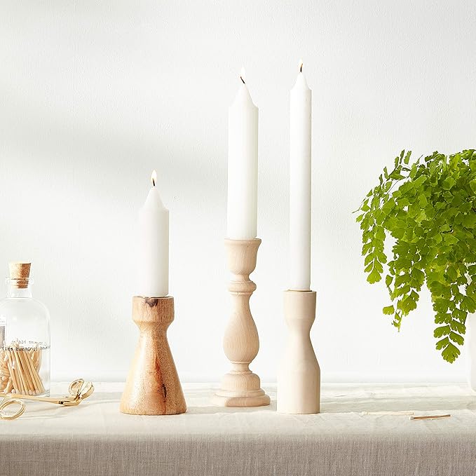 Root Candles 4-Count Unscented Dinner Candles Dripless Beeswax Enhanced Grecian Collenette Boxed Candle Set, 7-Inch, White