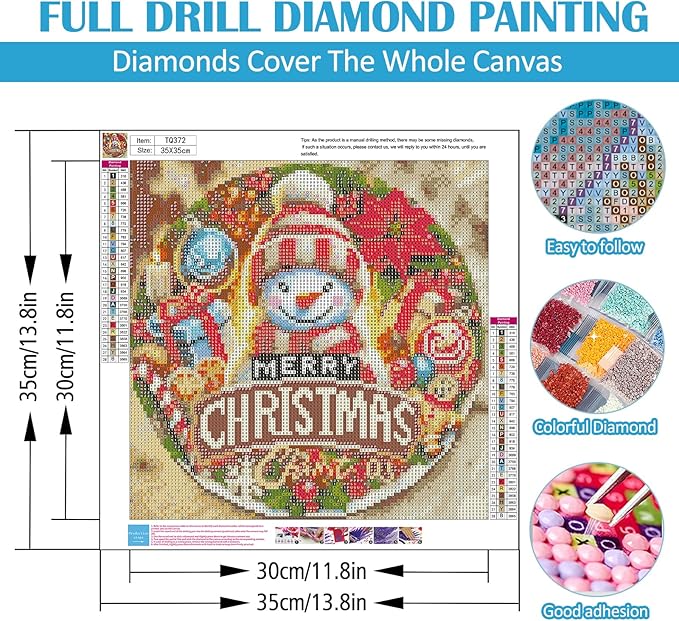 Christmas Snowman Holly Ball Diamond Painting Kits for Adults,5D Diamond Art Kits for Adults Beginners,DIY Full Round Drill Diamond Dot Painting Gem Art Kits for Adult,Home Wall Decor 13.8x13.8 Inch