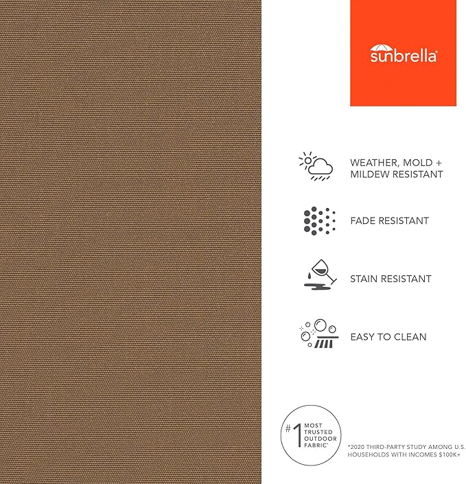 Sunbrella Outdoor Fabric by The Yard | Canvas Cocoa | Official Sunbrella Seller | Indoor or Outdoor Upholstery Fabric for Chairs, Cushions, Drapery, Pillows, Furniture