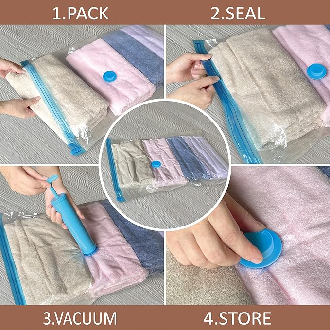 Roomimaster Vacuum Storage Bags, Vacuum Seal Space Saver Bags for Clothing, Travel Lugggage, Carry-on, Blankets, Comforters,Pillow, Bedding, 10 Small