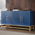 Amposei Accent Sideboard Cabinet 59.8-Inch Retro Credenza Console Storage Cabinet Dining Buffet Table with 4 Doors & Adjustable Shelves for Living Room Entrance, Navy