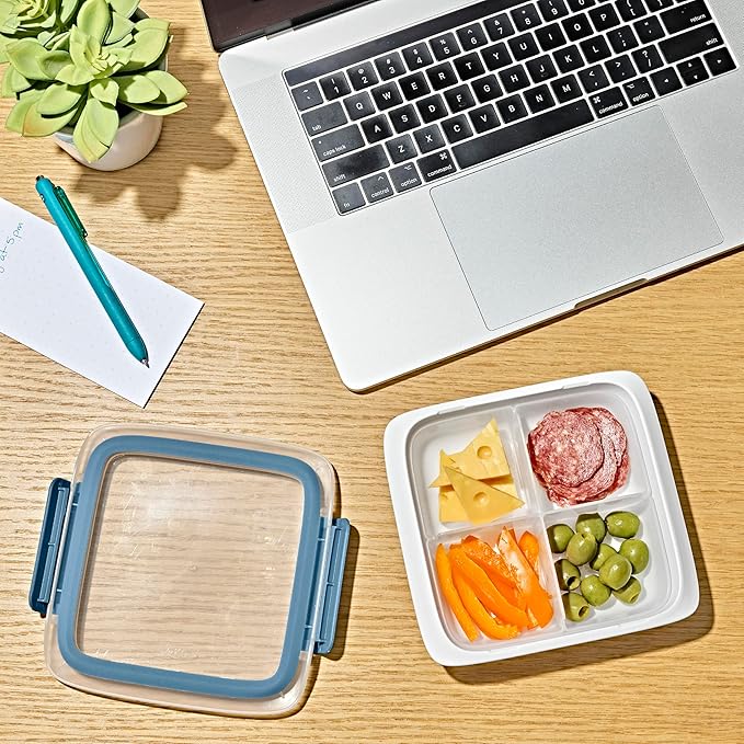 OXO Good Grips Prep & Go Slim Container with Removable Divider, Leakproof Reusable Small Meal Food Storage and Lid, Food Containers with Lids; Snack Organizer,1.8 Cups/0.4 L