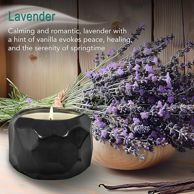 Hyggelight - The Growing Candle, Lavender Scented, 13oz Ceramic Pot, Single Wick Aromatherapy Candles, 100% Soy for Women and Men, Emma